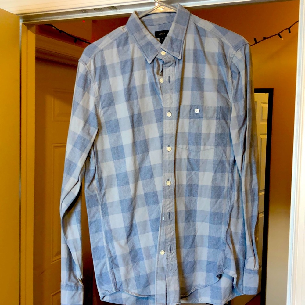 J. Crew Medium Light Blue checkered button down